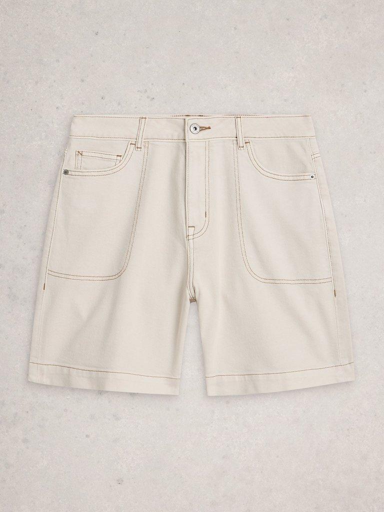 Tia Denim Shorts in NAT WHITE - FLAT FRONT