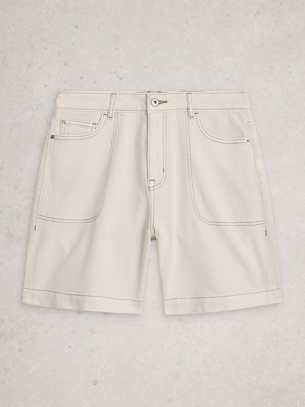 Tia Denim Shorts in NAT WHITE - FLAT FRONT