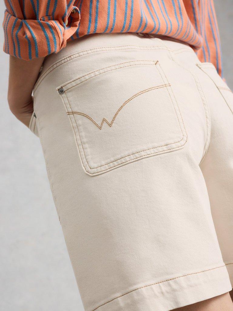 Tia Denim Shorts in NAT WHITE - MODEL DETAIL