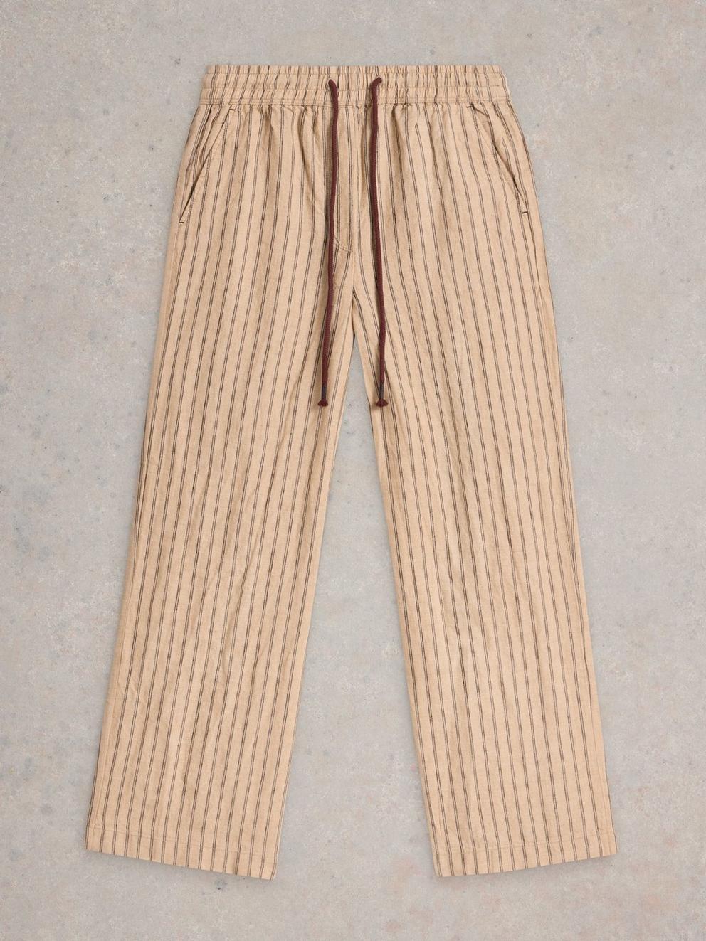 Belle Linen Wide Leg Trousers in NAT MLT - FLAT FRONT