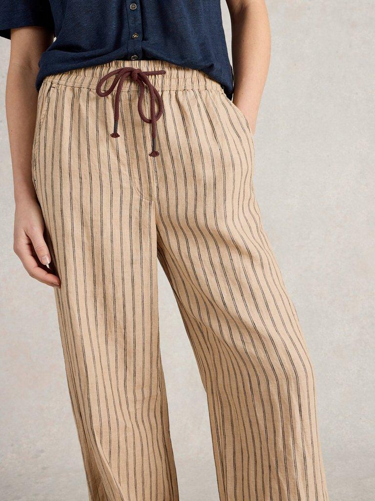 Belle Linen Wide Leg Trousers in NAT MLT - MODEL DETAIL