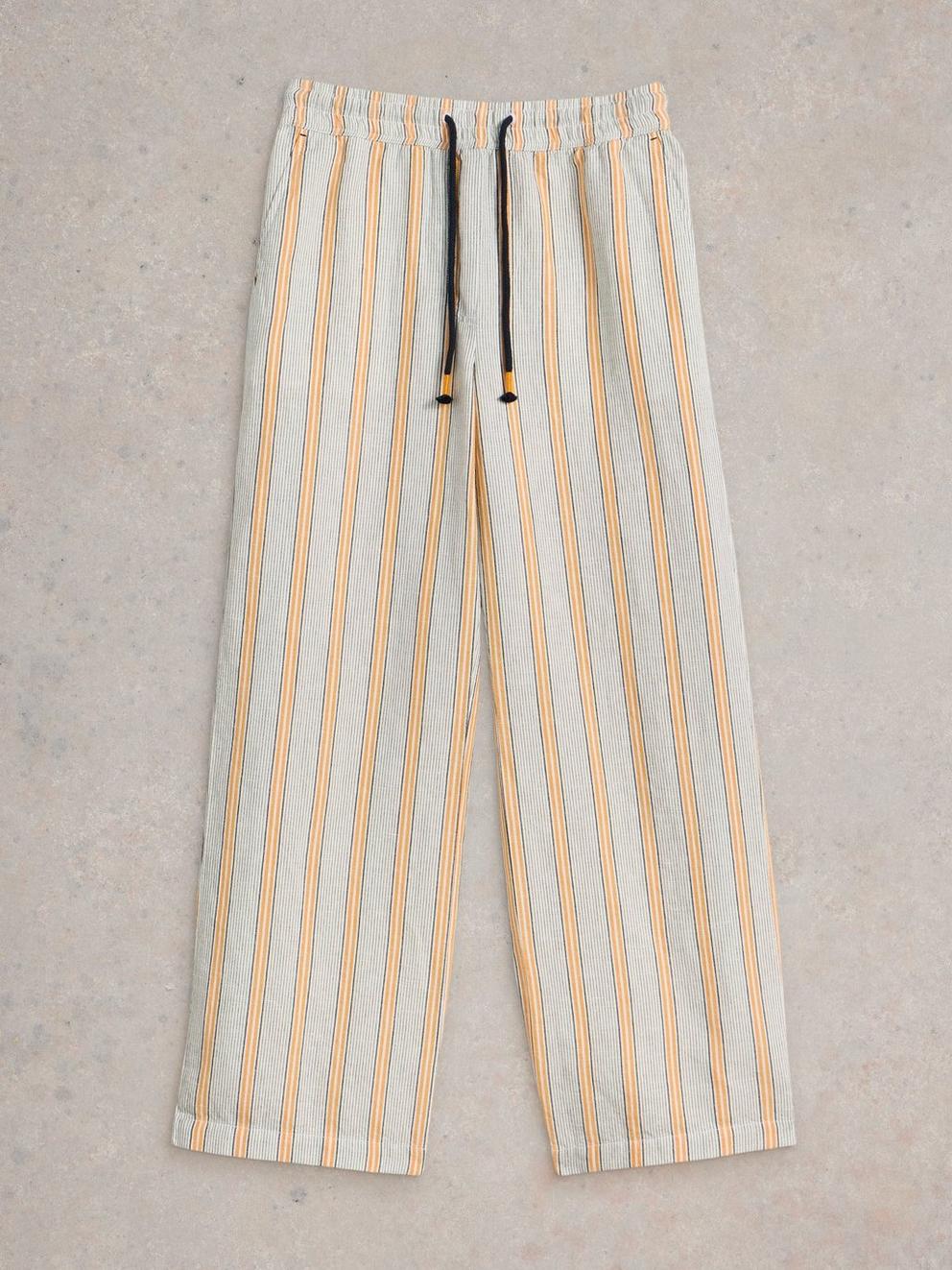 Belle Linen Blend Trouser in WHITE MLT - FLAT FRONT