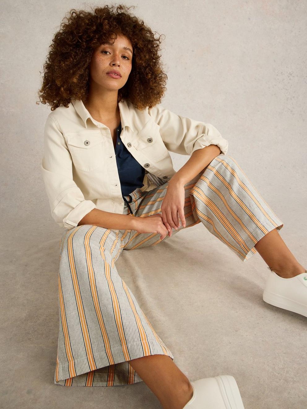 Belle Linen Blend Trouser in WHITE MLT - LIFESTYLE