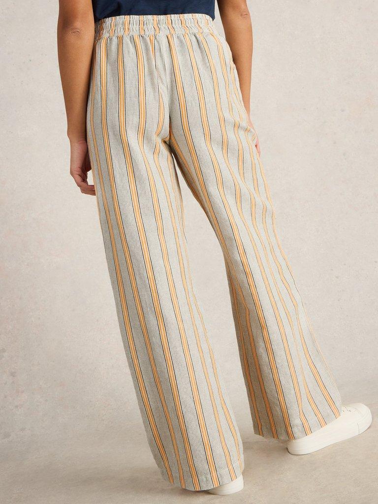 Belle Linen Blend Trouser in WHITE MLT - MODEL BACK