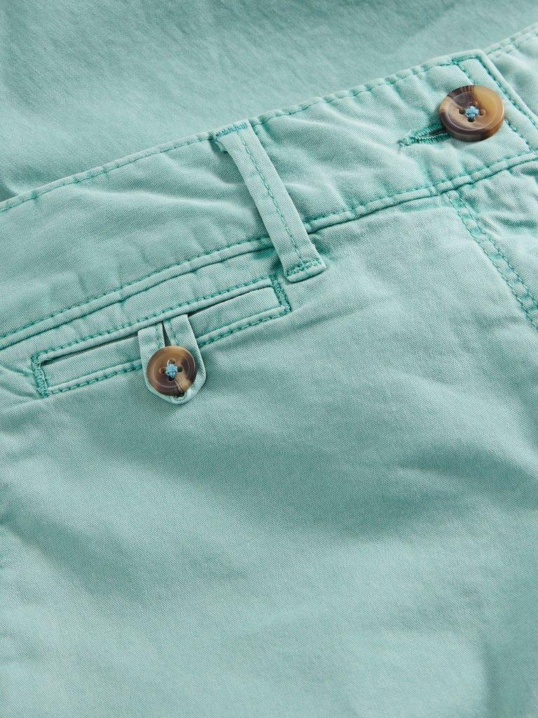 Hayley Organic Chino Short in MID TEAL - FLAT DETAIL