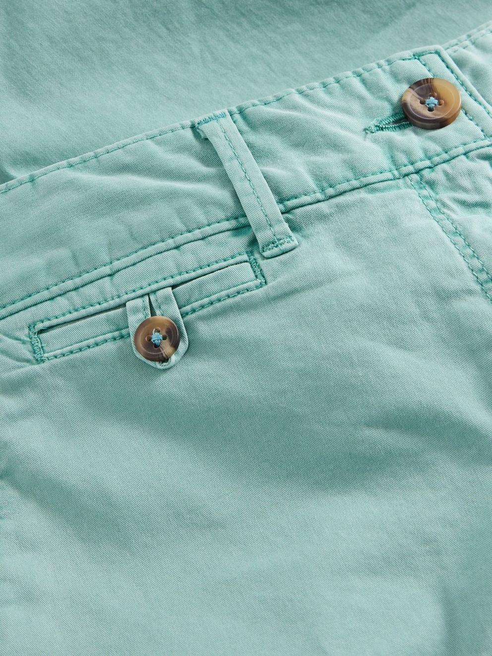 Hayley Organic Chino Short in MID TEAL - FLAT DETAIL