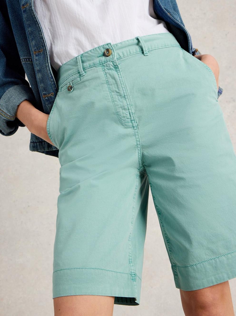 Hayley Organic Chino Short in MID TEAL - LIFESTYLE