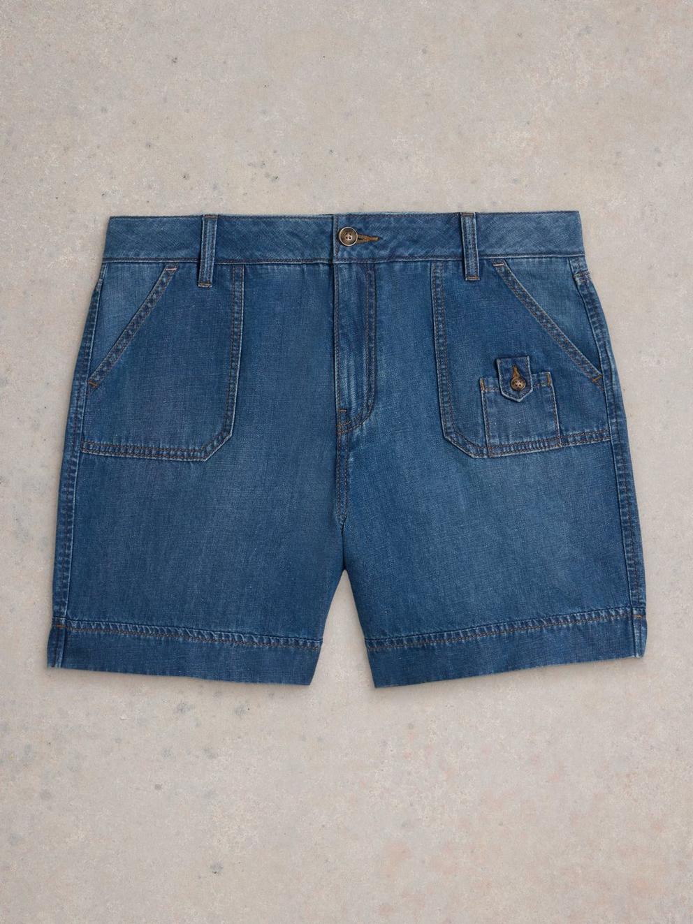Combat Mollie Denim Shorts in DK DENIM - FLAT FRONT