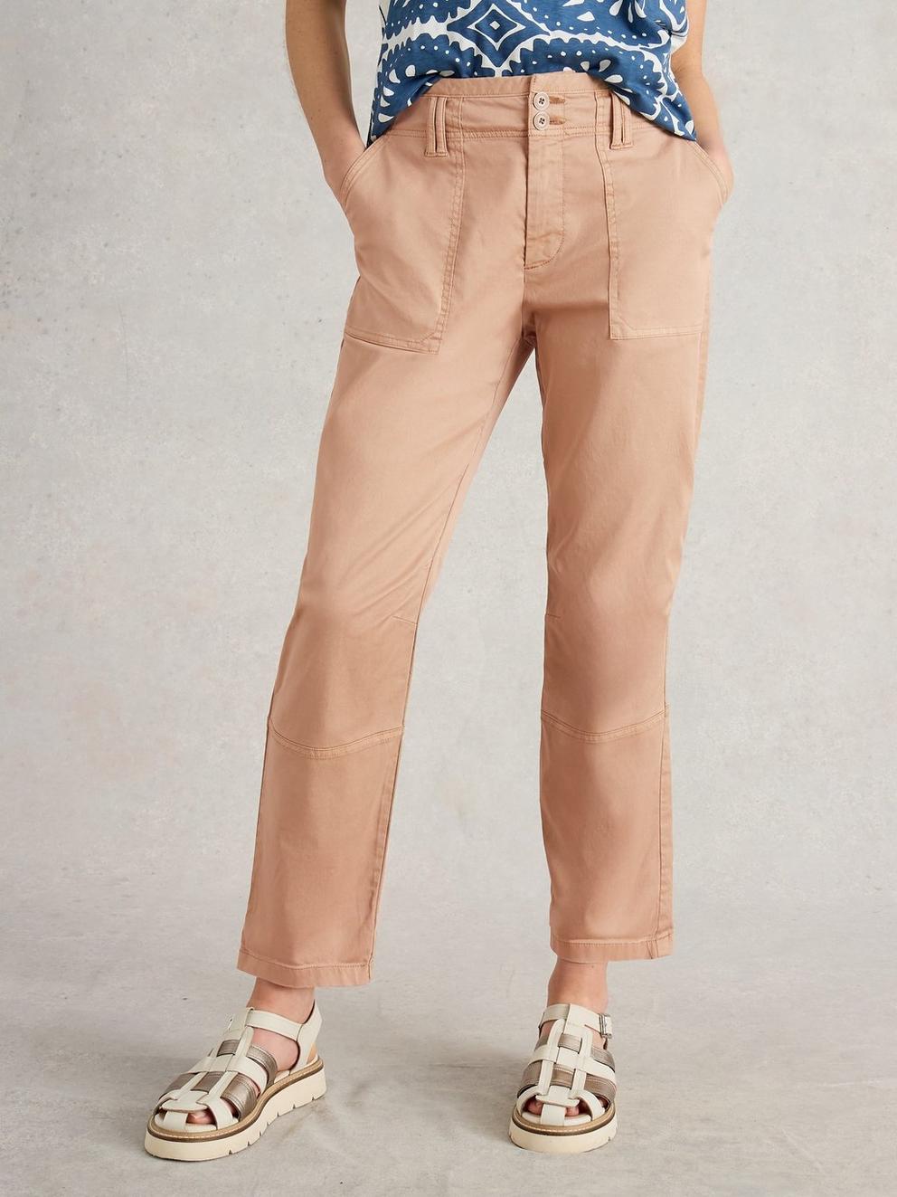 Blaire Crop Trouser in DK NAT - MODEL DETAIL
