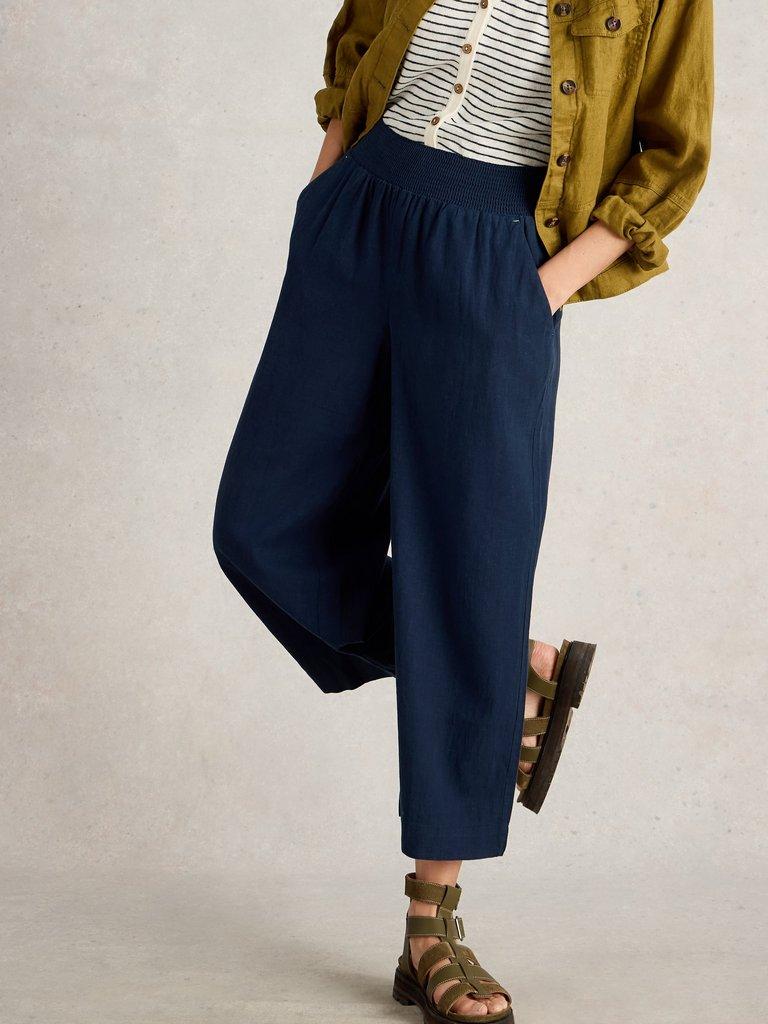 Shelly Linen Blend Culotte in DARK NAVY - LIFESTYLE
