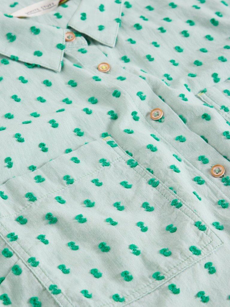 Ellie Organic Cotton Collared Shirt in GREEN MLT - FLAT DETAIL