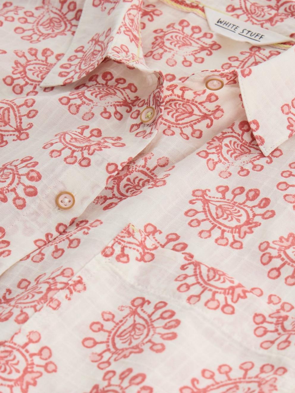 Ellie Organic Cotton Collared Shirt in IVORY MLT - FLAT DETAIL