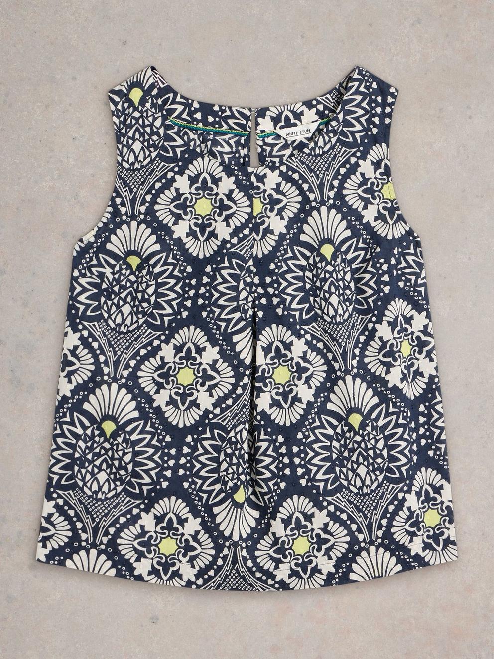 Paradise Cotton Vest in NAVY PR - FLAT FRONT