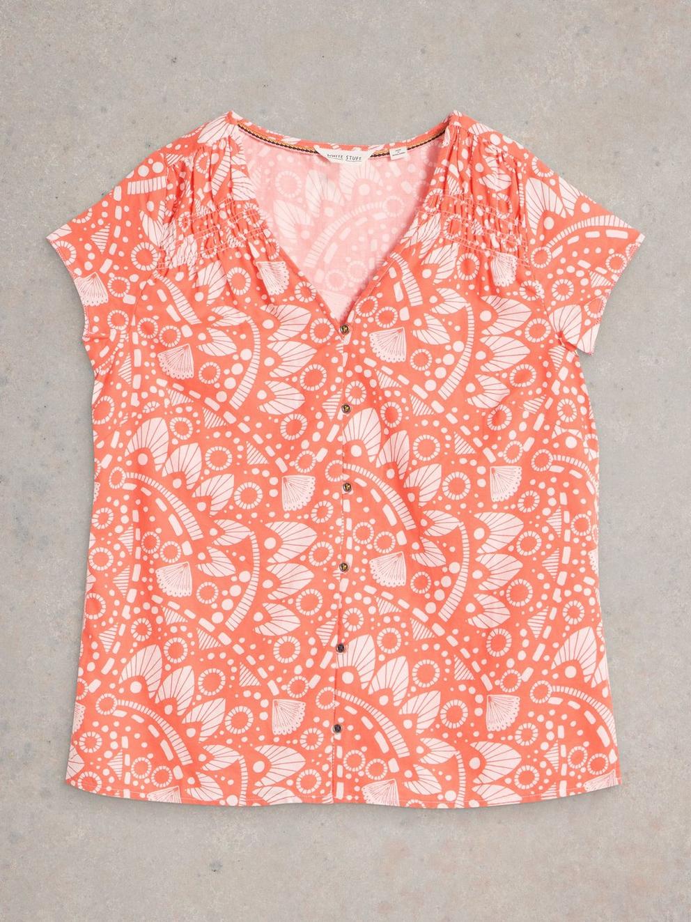 Rae V Neck Organic Cotton Top in PINK PR - FLAT FRONT