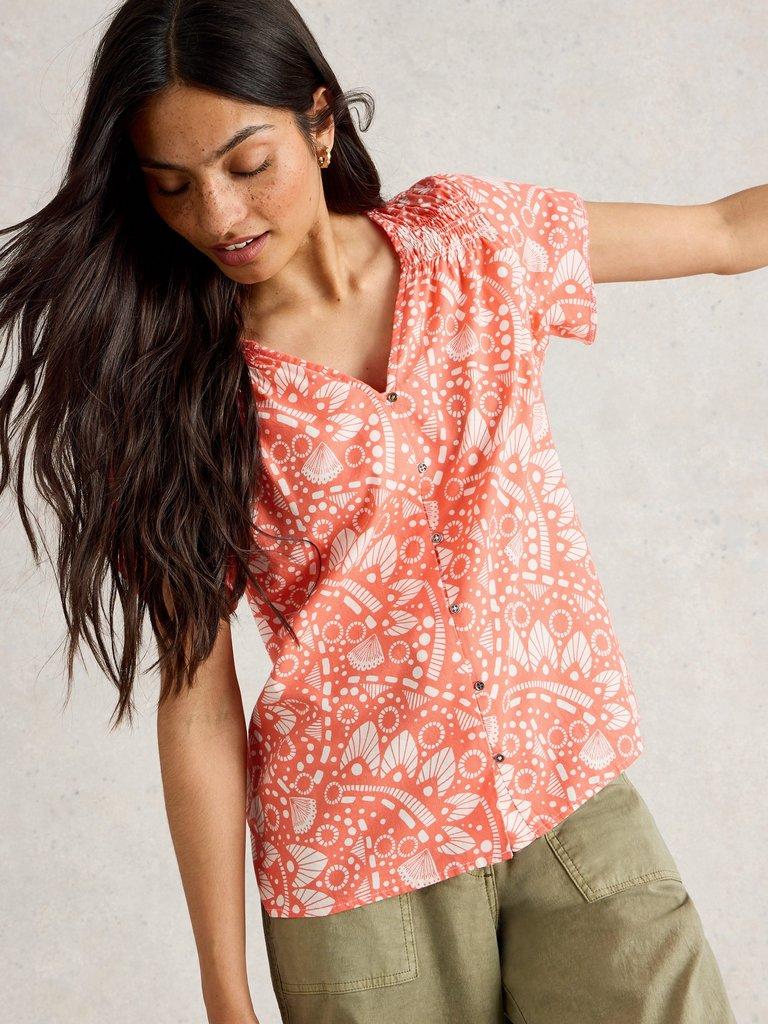 Rae V Neck Organic Cotton Top in PINK PR - LIFESTYLE
