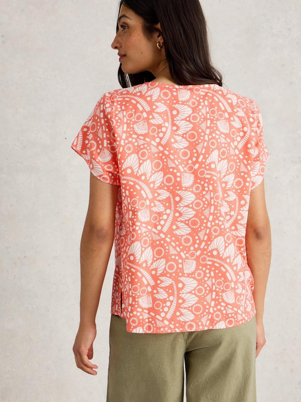Rae V Neck Organic Cotton Top in PINK PR - MODEL BACK