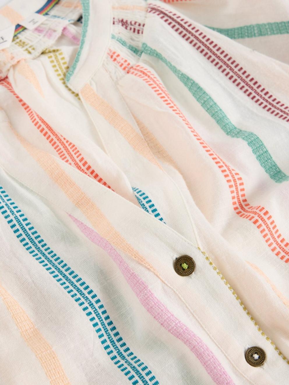 Gilly Stripe Jaquard Top  in NAT MLT - FLAT DETAIL