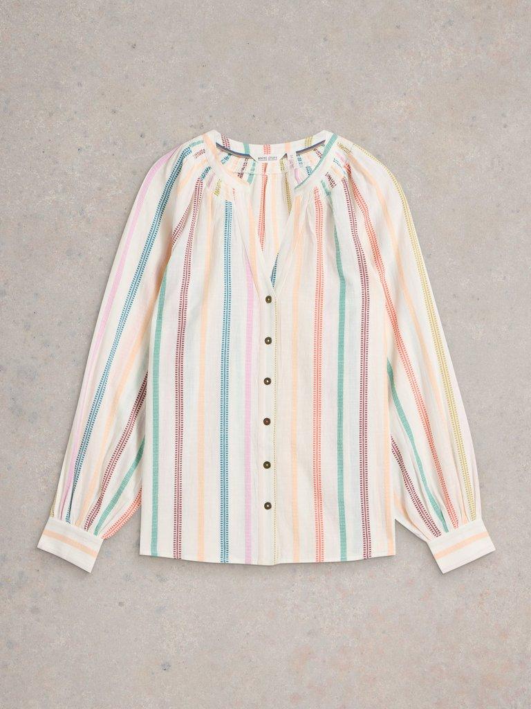 Gilly Stripe Jaquard Top  in NAT MLT - FLAT FRONT