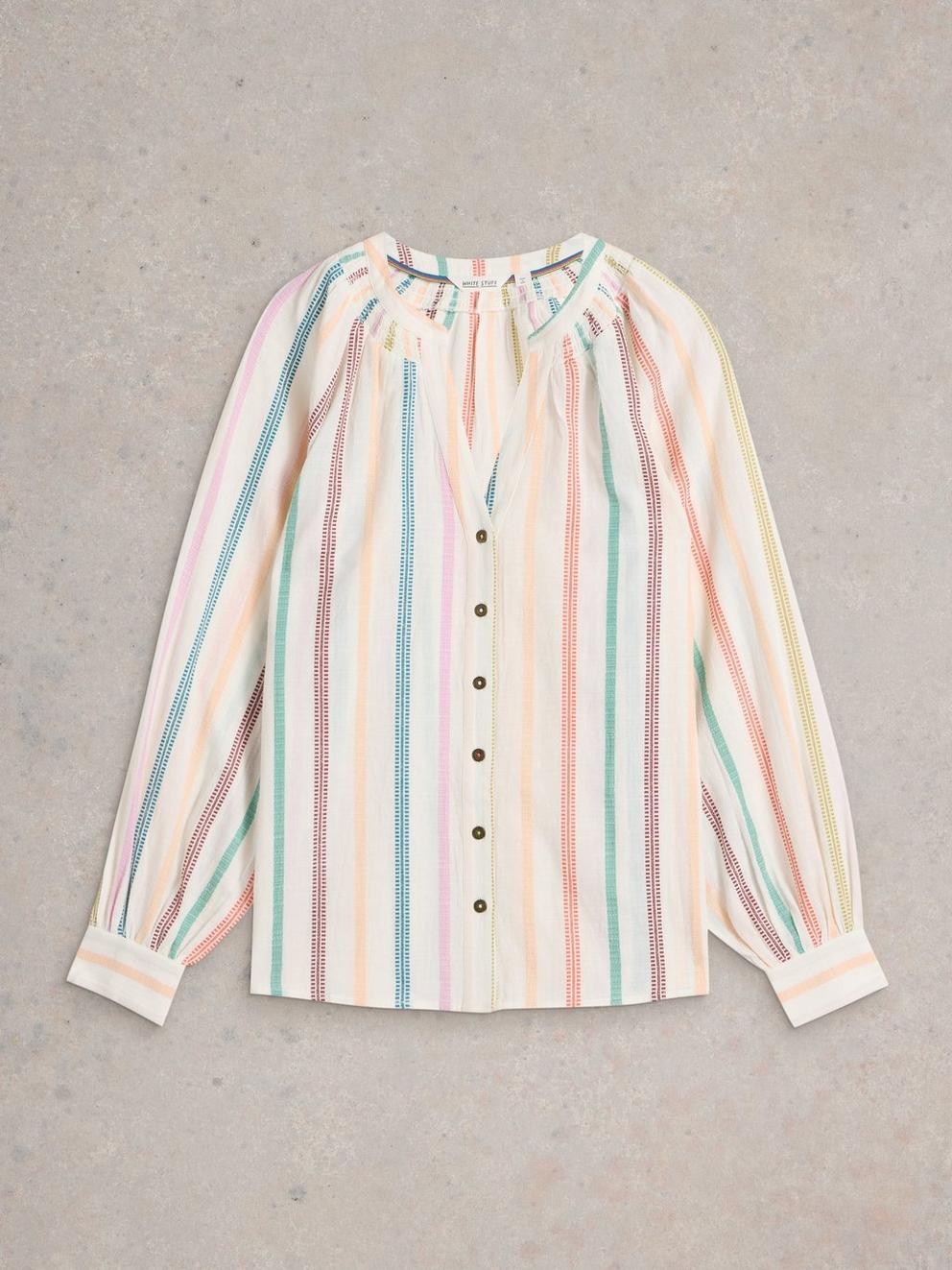 Gilly Stripe Jaquard Top  in NAT MLT - FLAT FRONT
