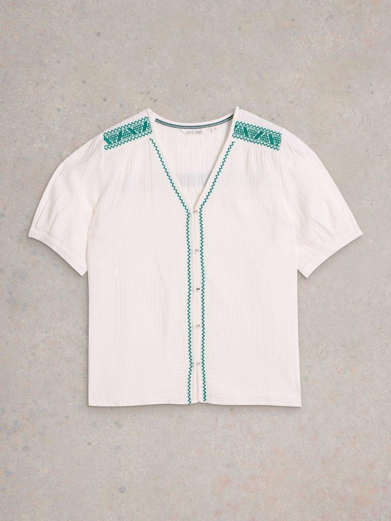 Gianna Double Cloth Top in WHITE MLT - FLAT FRONT