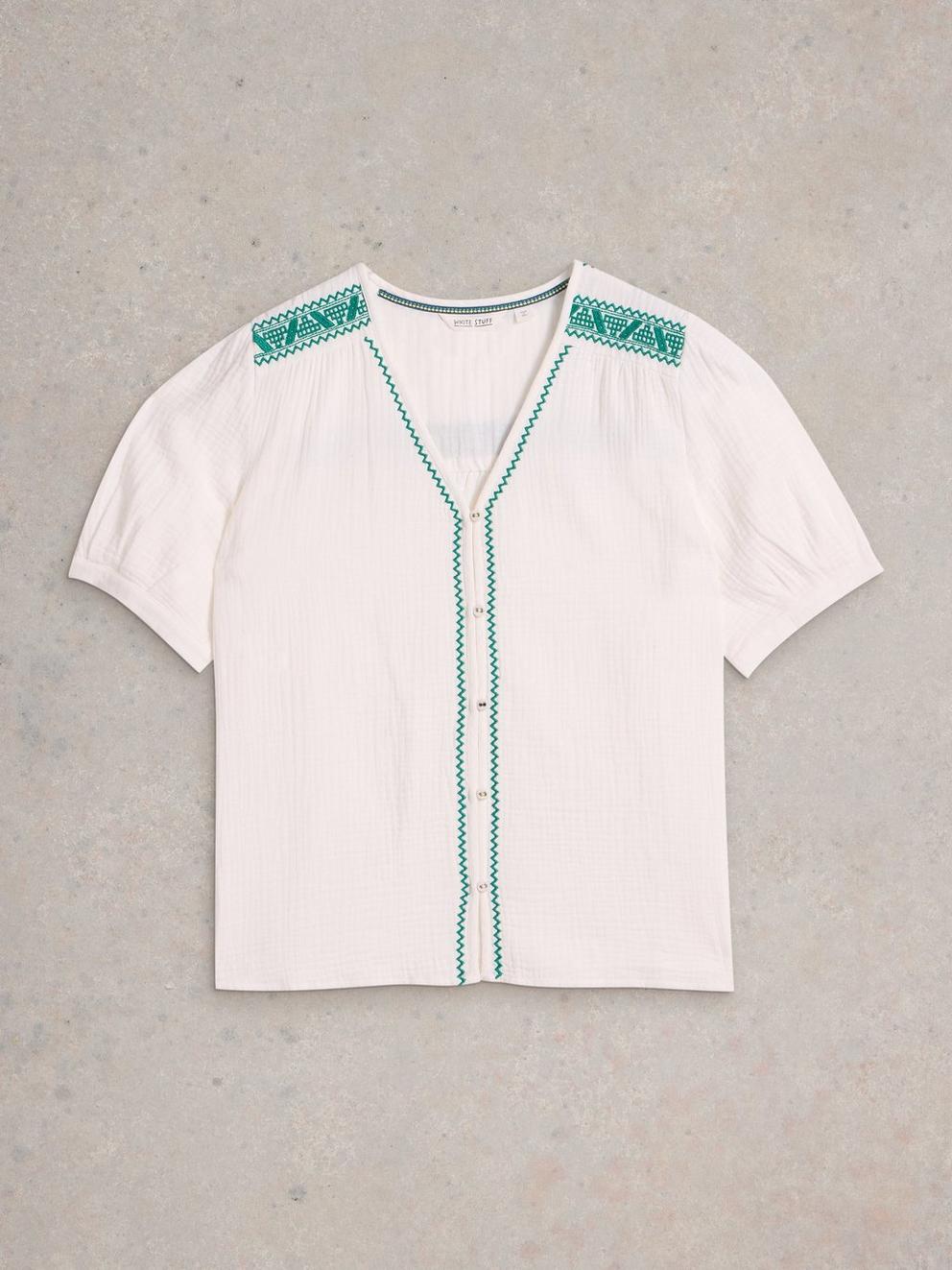 Gianna Double Cloth Top in WHITE MLT - FLAT FRONT