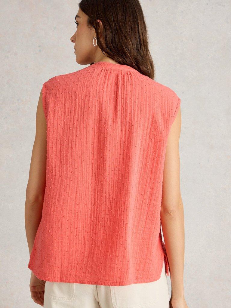 Yasmin Double Cloth Vest in BRT PINK - MODEL BACK