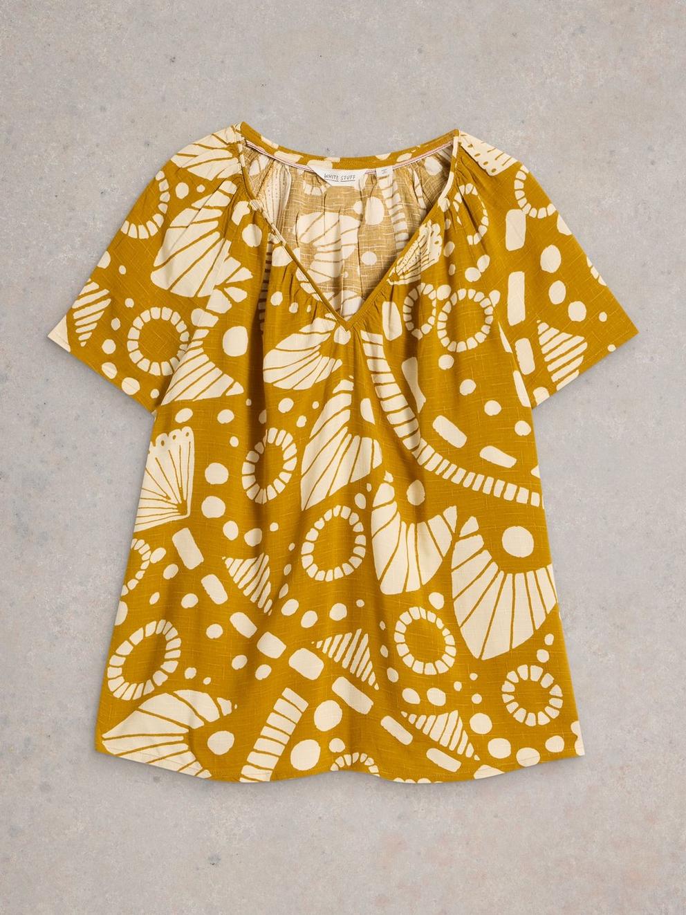 Imogen V Neck Top in CHART PR - FLAT FRONT
