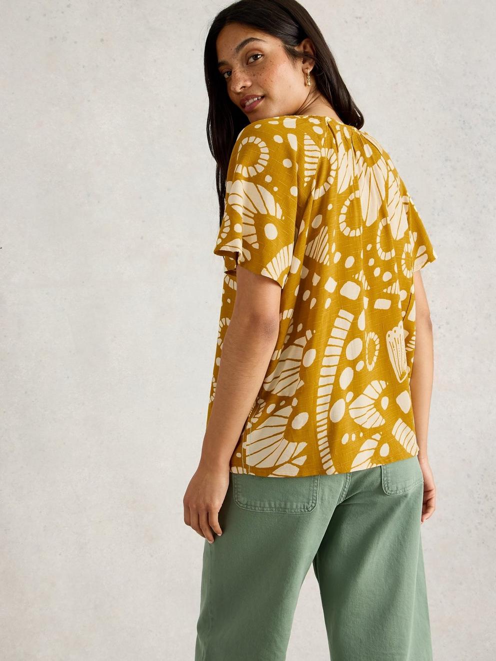 Imogen V Neck Top in CHART PR - MODEL BACK