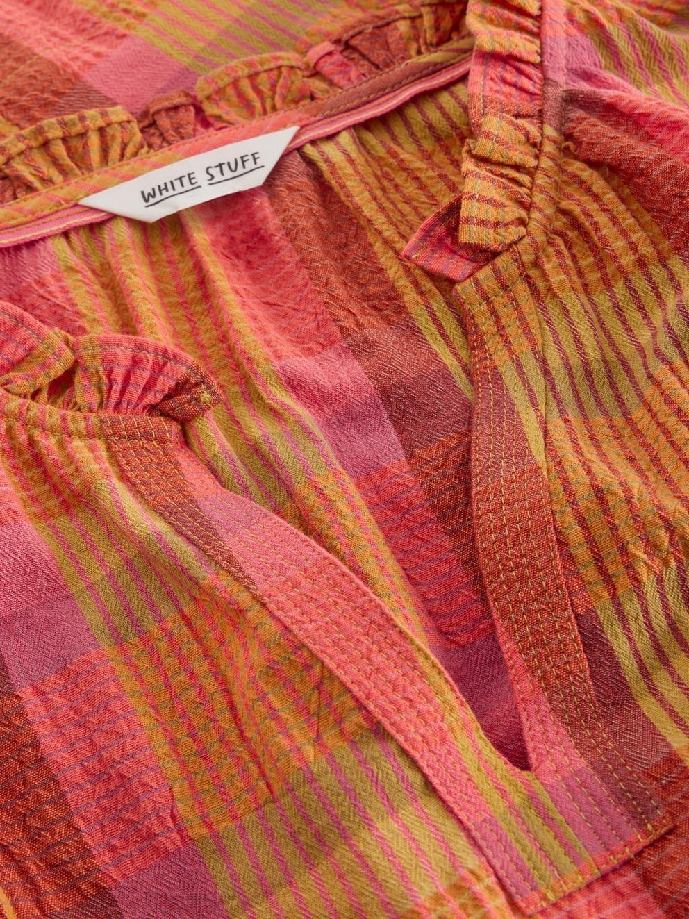 Rosie Check Cotton Vest  in PINK MLT - FLAT DETAIL