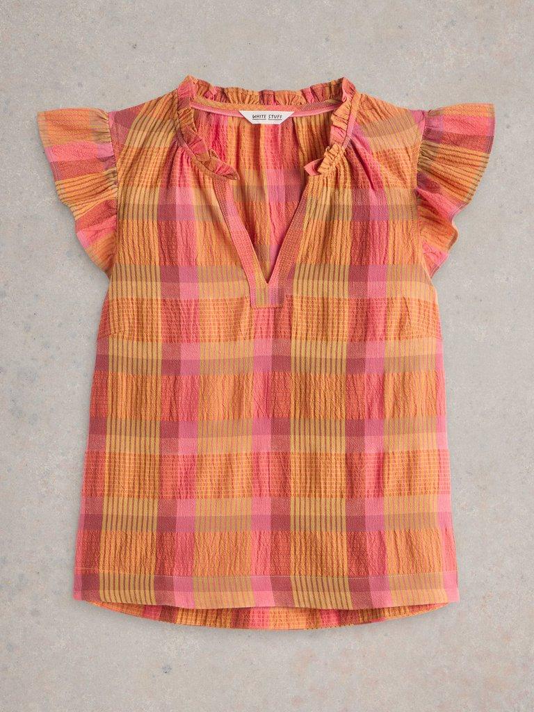 Rosie Check Cotton Vest  in PINK MLT - FLAT FRONT