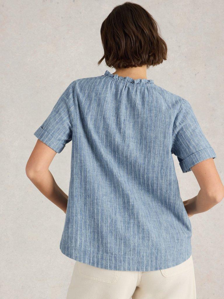 Teakie Stripe Top in BLUE MLT - MODEL BACK
