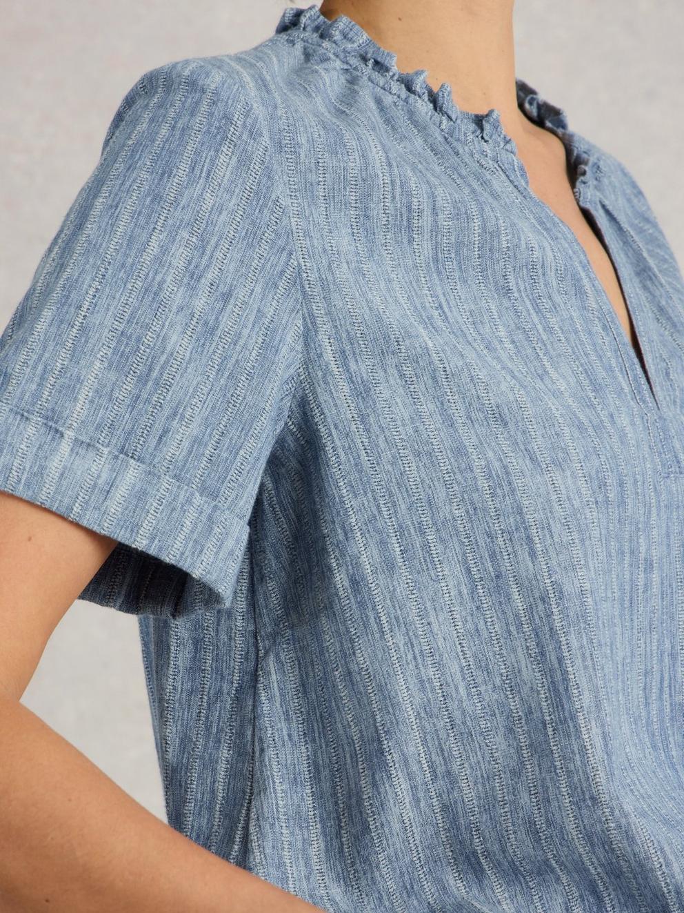 Teakie Stripe Top in BLUE MLT - MODEL DETAIL