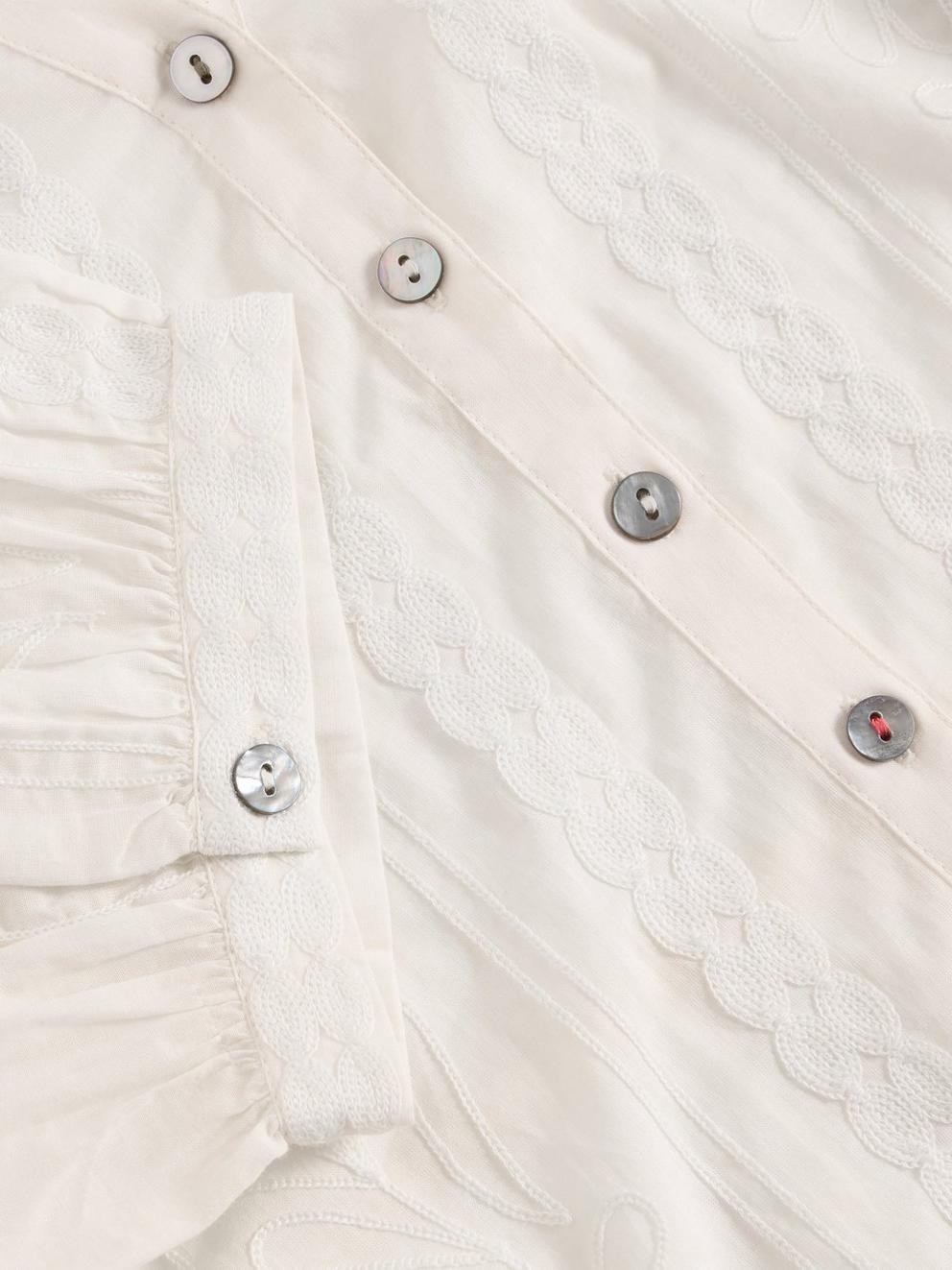 Piper Embroidered Top  in NAT WHITE - FLAT DETAIL