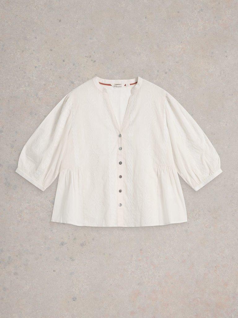 Piper Embroidered Top  in NAT WHITE - FLAT FRONT