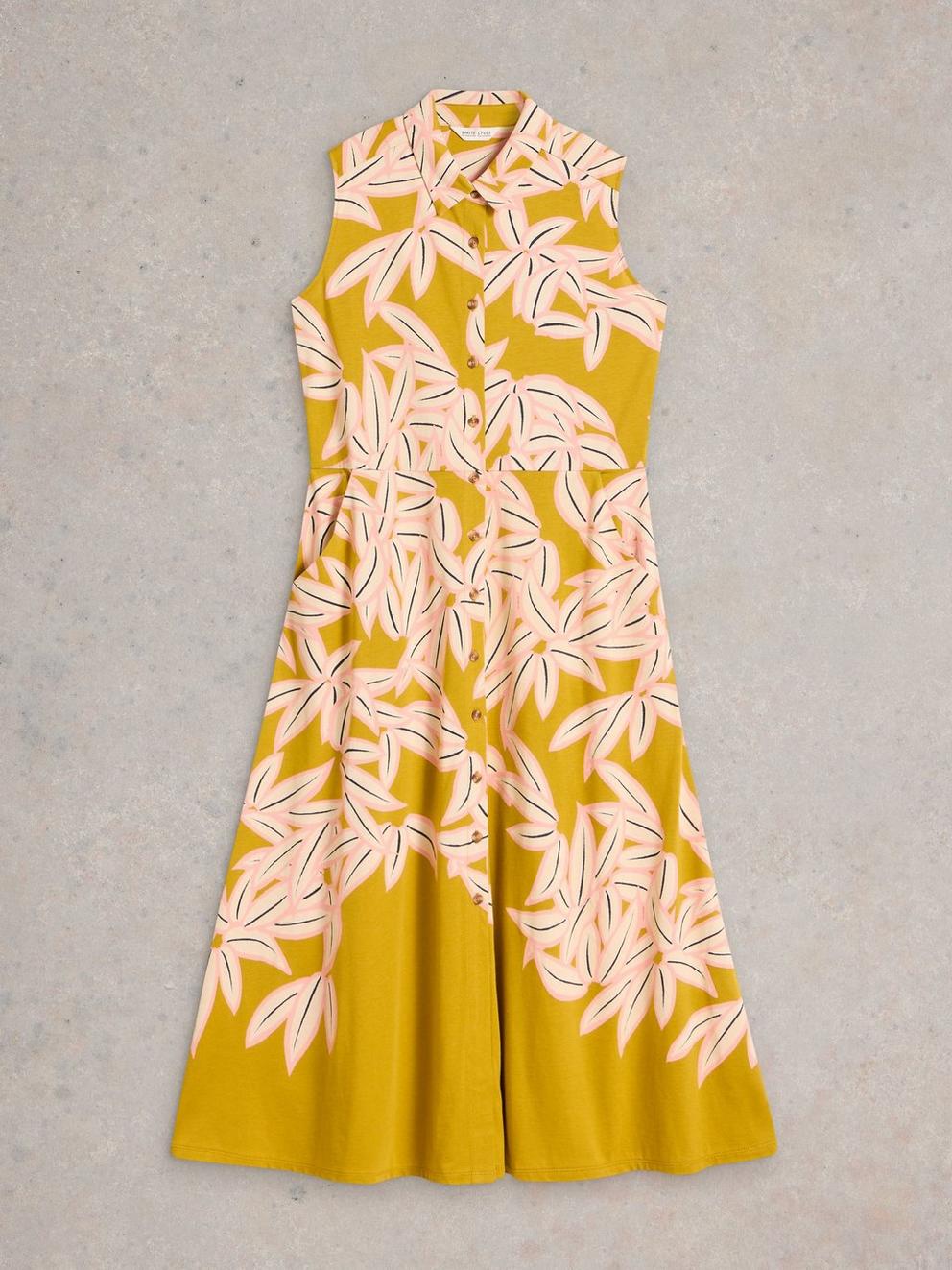 Rua Midi Shirt Dress Jersey in YELLOW PR - FLAT FRONT