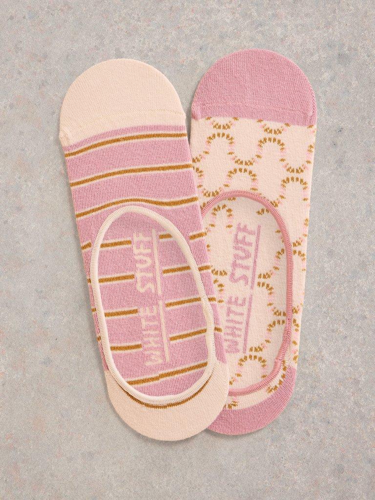 2 Pack Petal No Show Socks in NAT MLT - FLAT FRONT