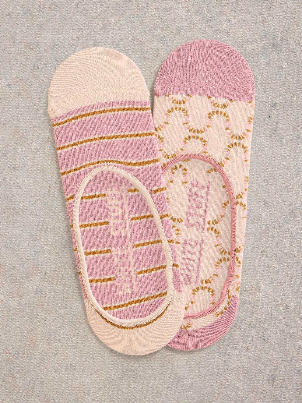 2 Pack Petal No Show Socks in NAT MLT - FLAT FRONT