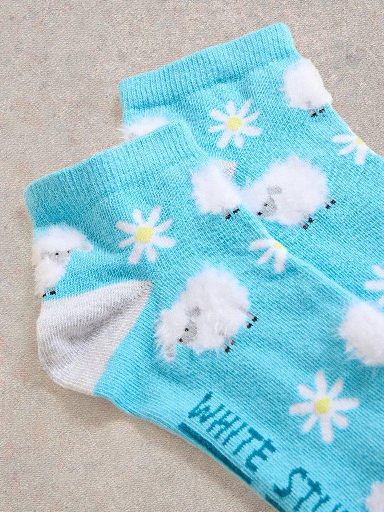 Fluffy Sheep Trainer Sock in BLUE MLT - FLAT DETAIL