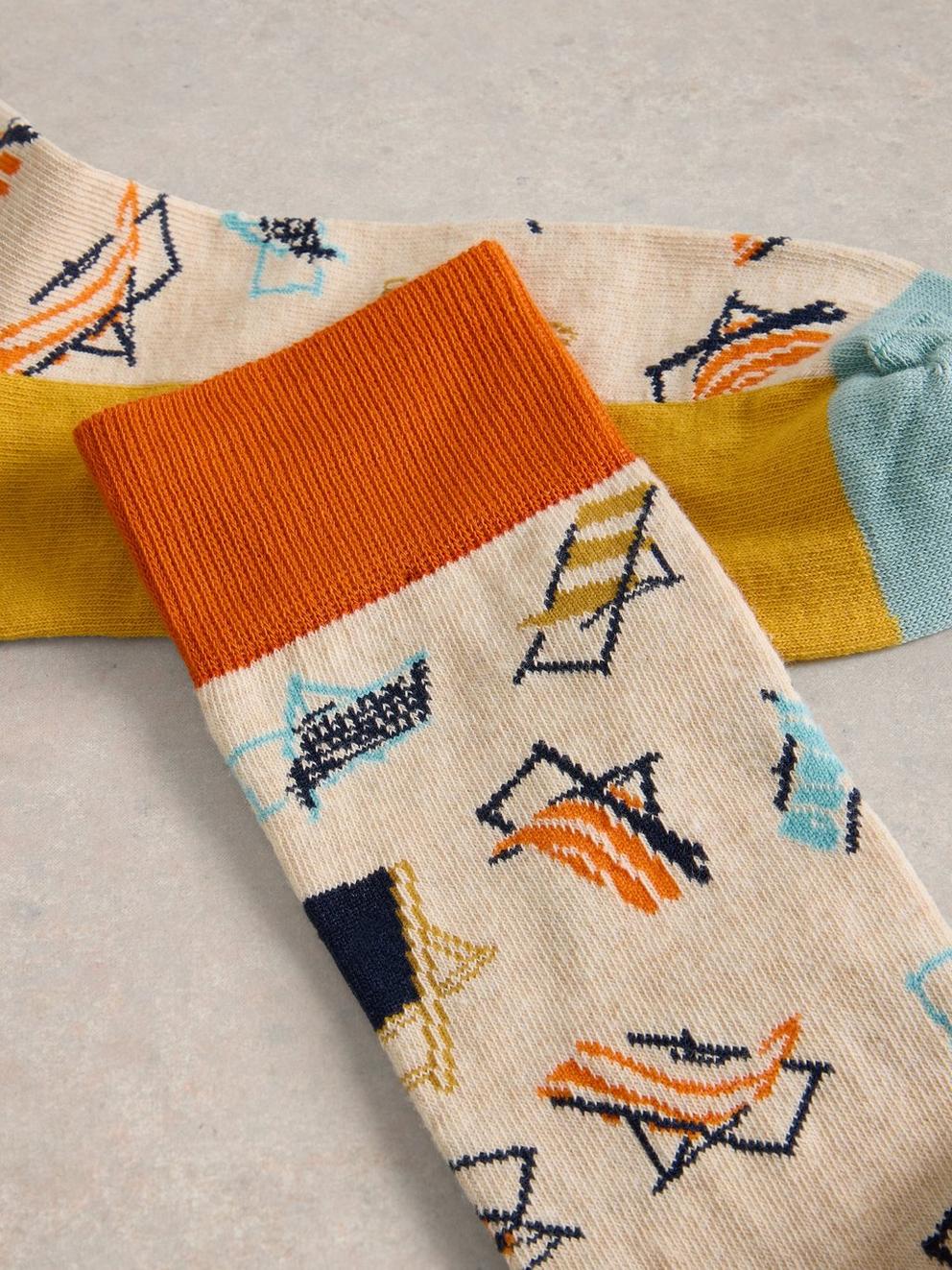 Take it Easy Ankle Sock in NAT MLT - FLAT DETAIL