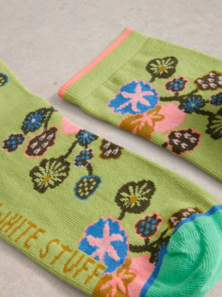 Suki Floral Ankle Sock in CHART PR - FLAT DETAIL