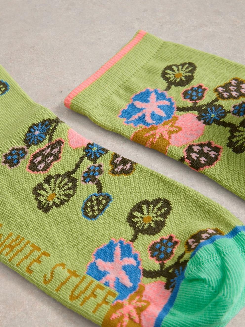 Suki Floral Ankle Sock in CHART PR - FLAT DETAIL