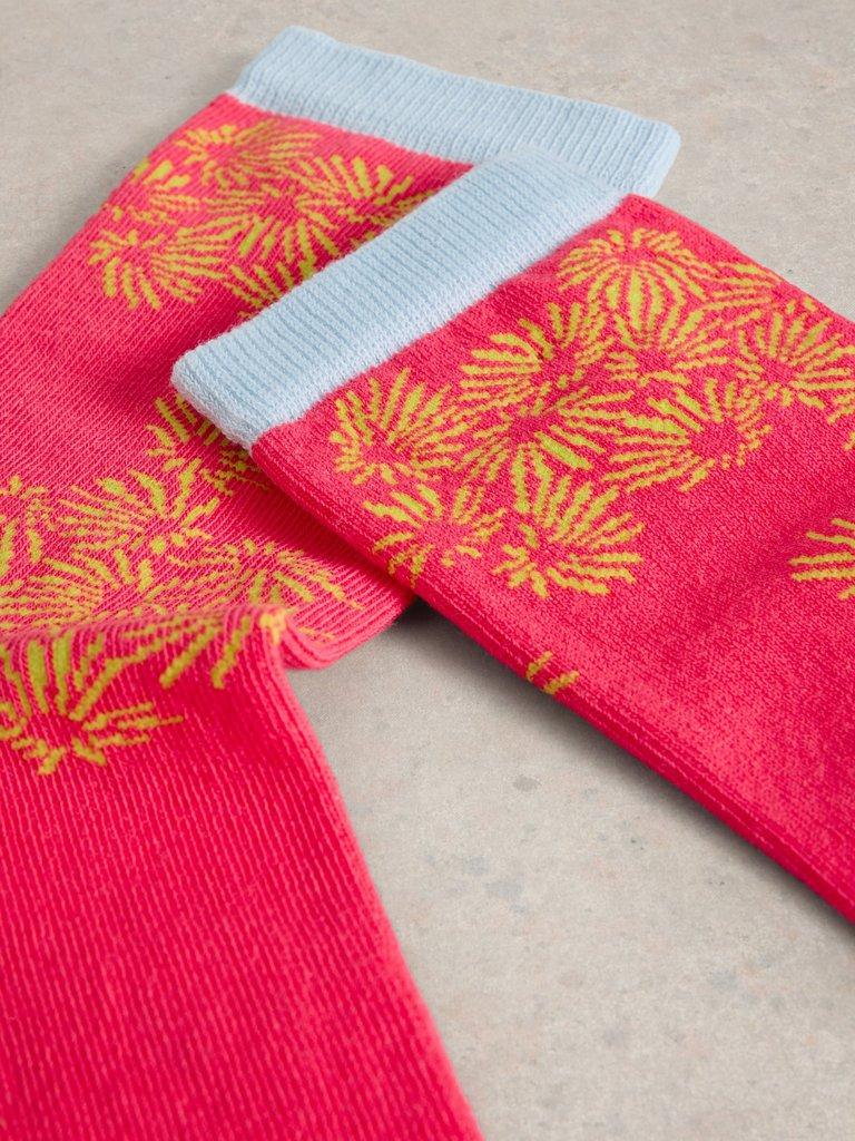 Pop Daisy Ankle Sock in CORAL PR - FLAT DETAIL
