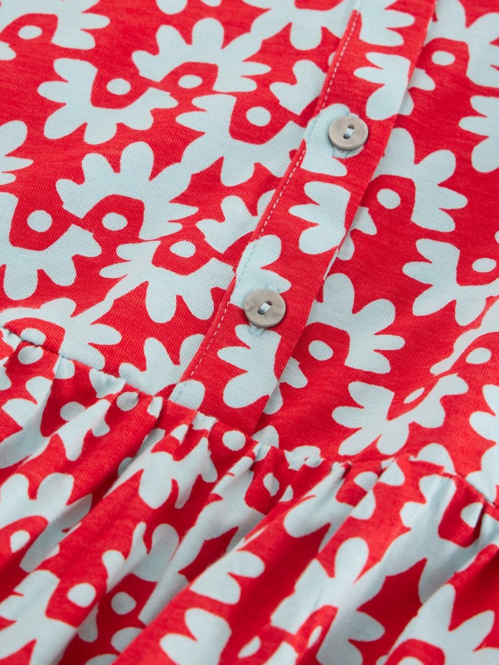 Everly Jersey Shirt Shortsleeve Dress in RED PR - FLAT DETAIL