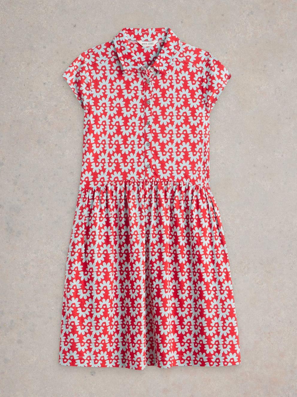 Everly Jersey Shirt Shortsleeve Dress in RED PR - FLAT FRONT