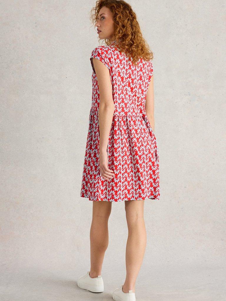 Everly Jersey Shirt Shortsleeve Dress in RED PR - MODEL BACK