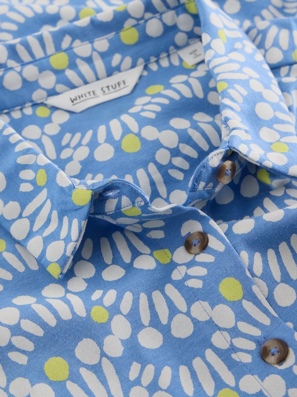 Ria Jersey Collared Shirt Dress in BLUE PR - FLAT DETAIL