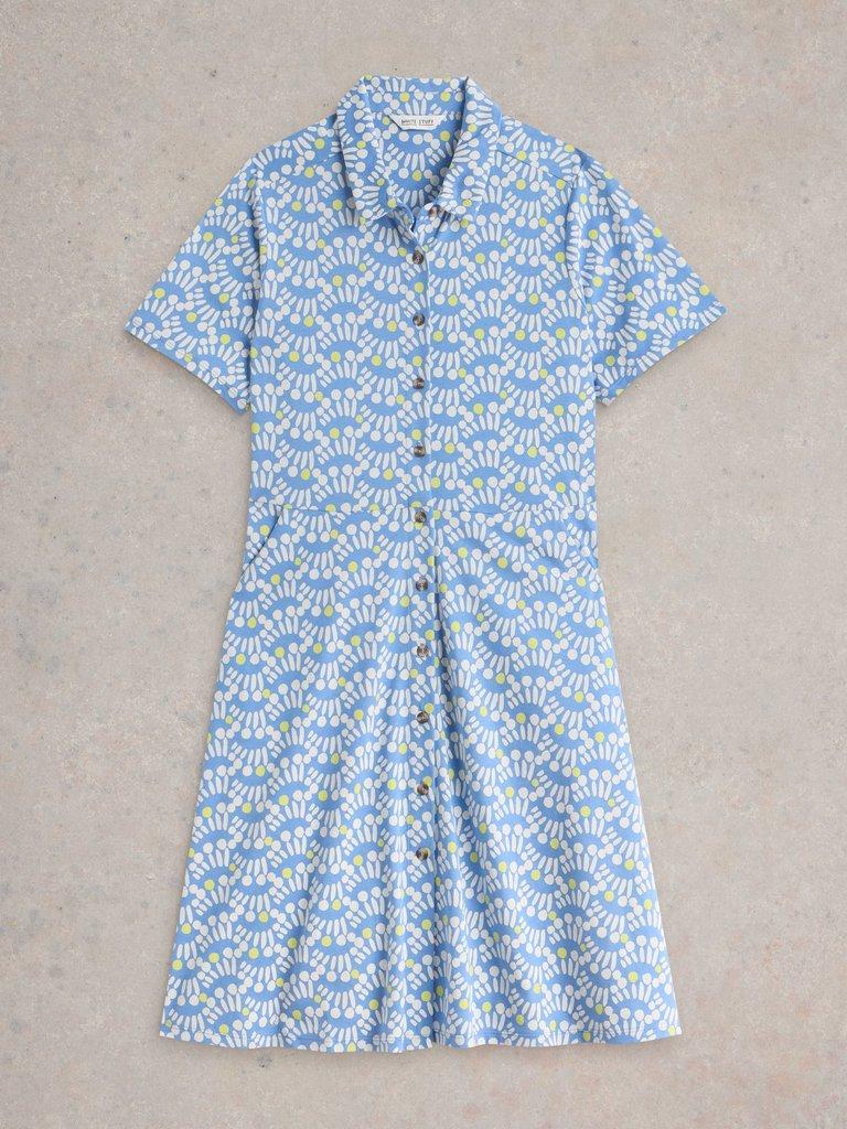 Ria Jersey Collared Shirt Dress in BLUE PR - FLAT FRONT