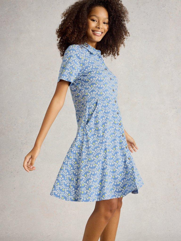 Ria Jersey Collared Shirt Dress in BLUE PR - LIFESTYLE