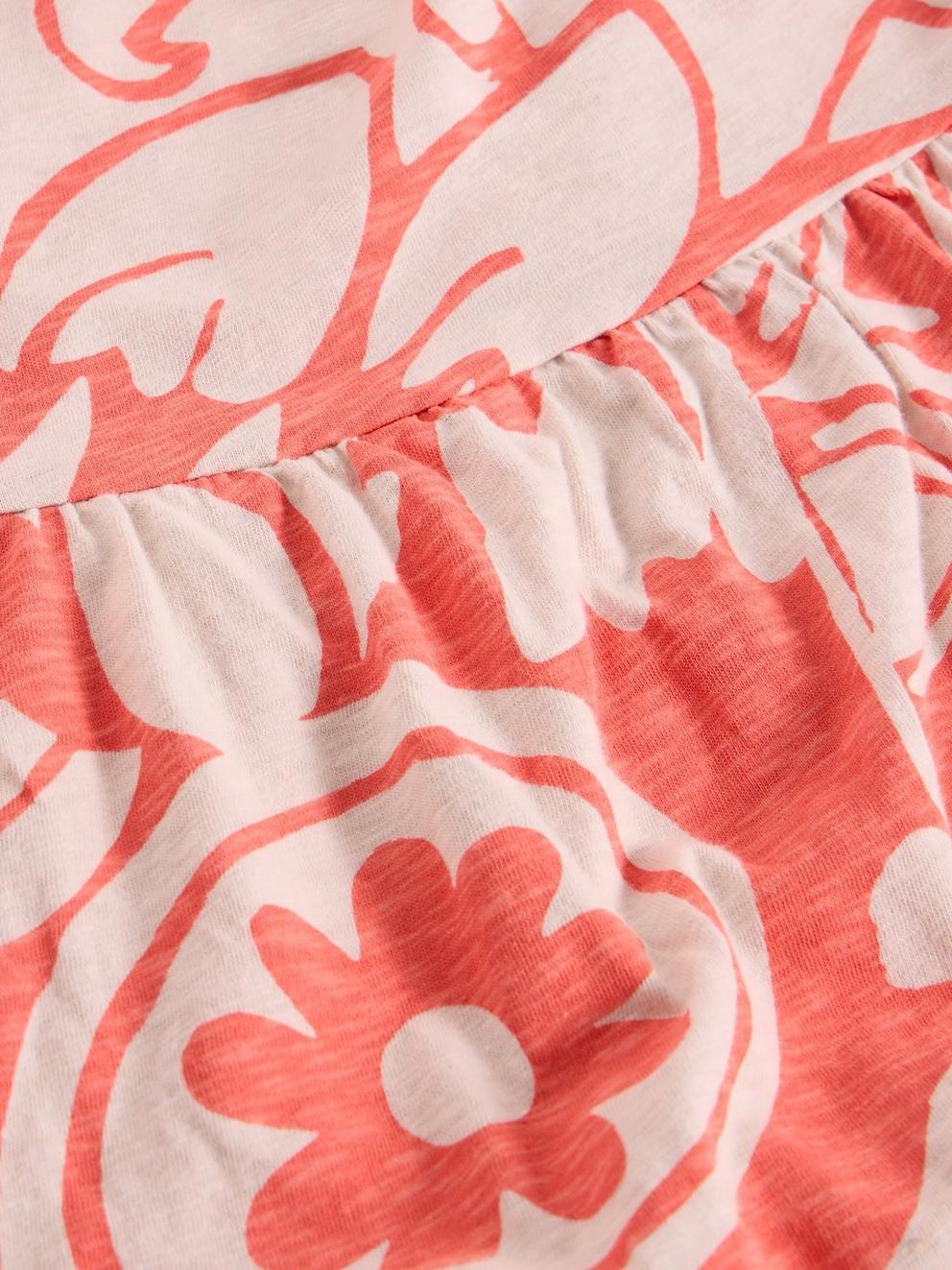 Thea Short Sleeve Jersey Dress in CORAL MLT - FLAT DETAIL