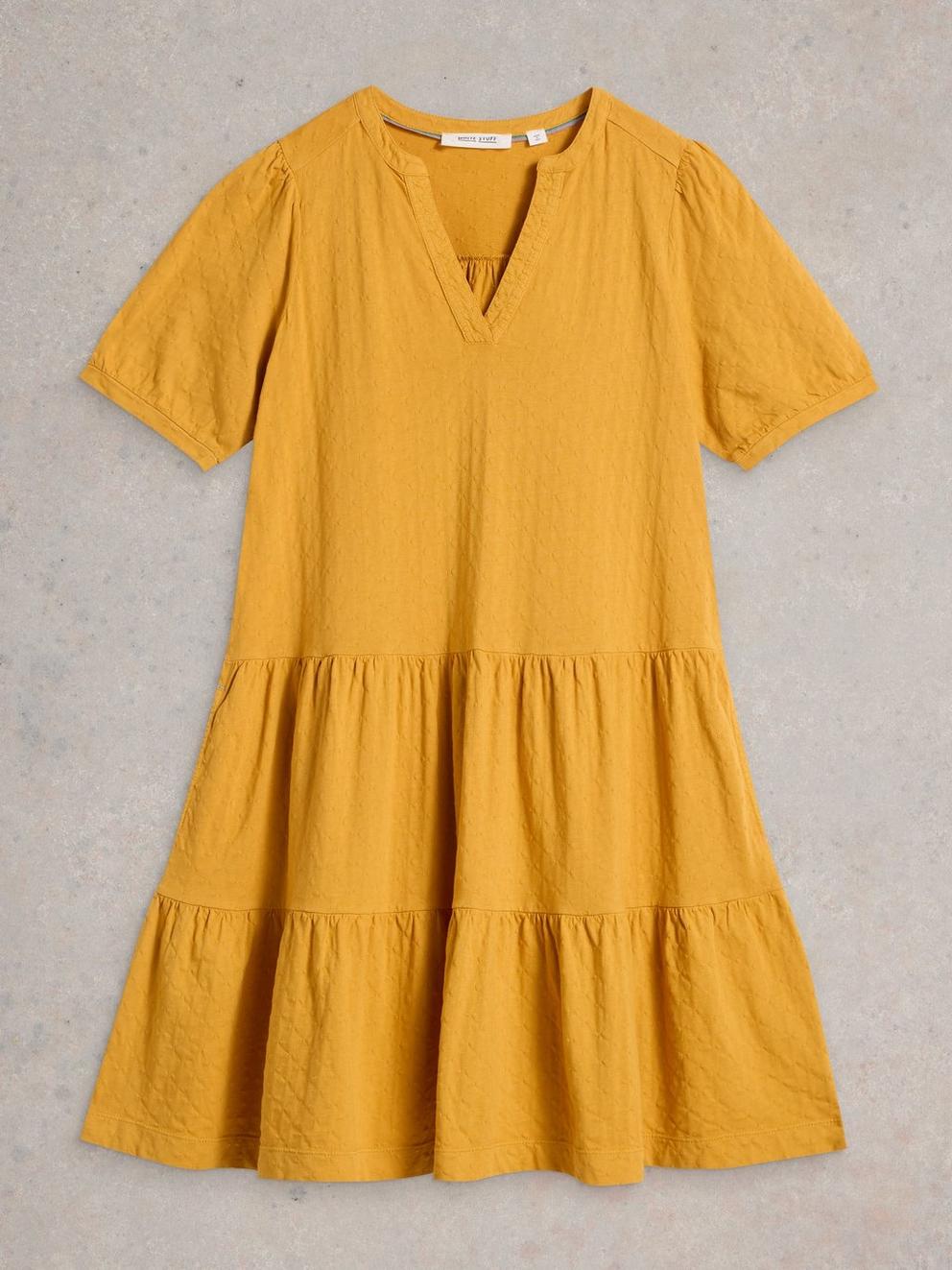 Clara Jersey Dress  in DK YELLOW - FLAT FRONT